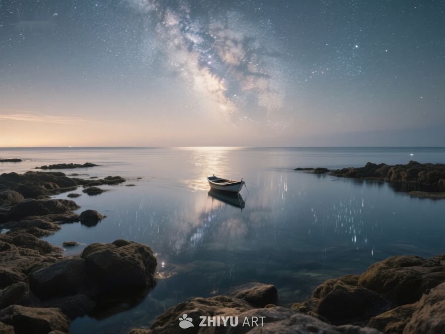 星空下的静谧海湾 199