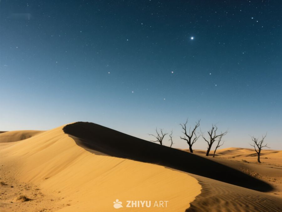 星空下的沙漠与枯树 213