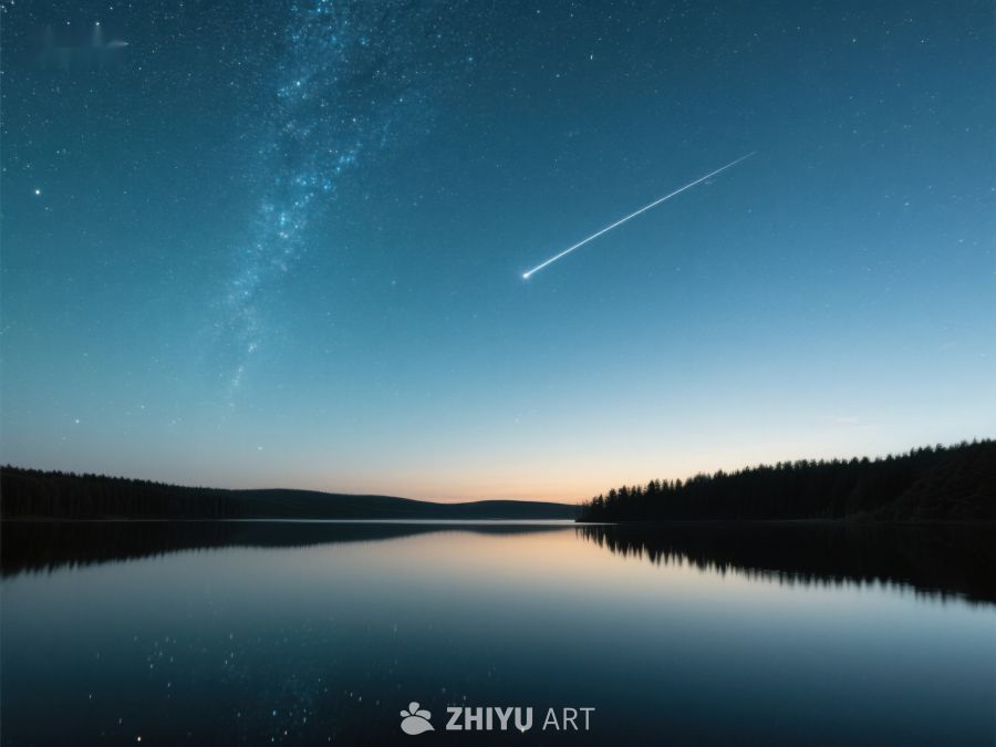 夜空流星划过湖面 270