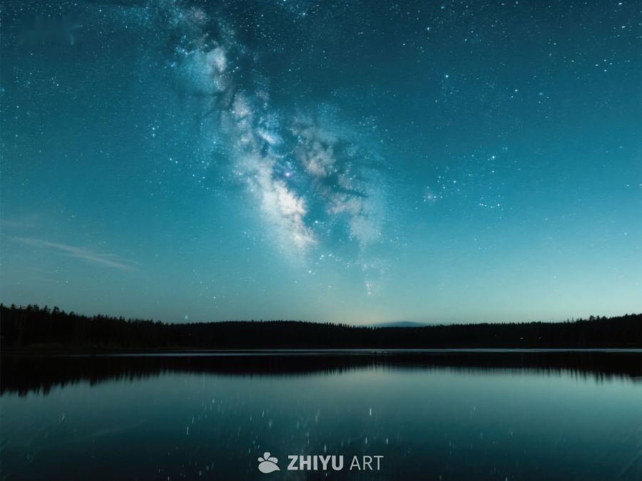 银河映照湖面的静谧夜景 548