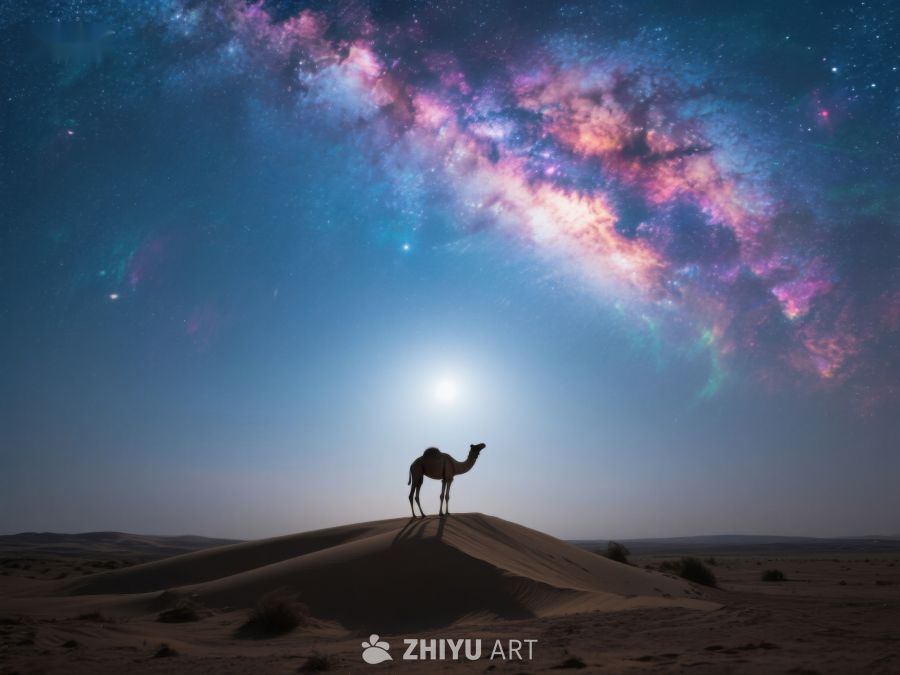 沙漠驼影与星空 67