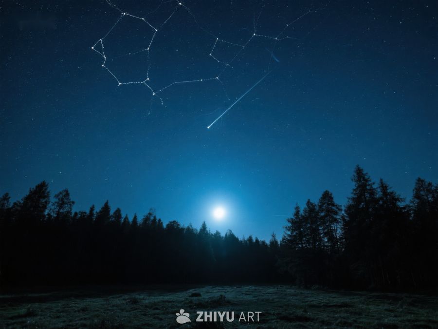 夜空流星划过，森林静谧如梦 253