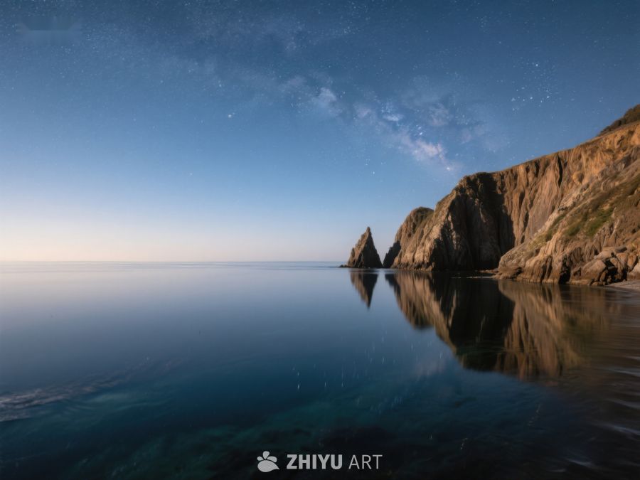 夜空下的海岸线与银河 323