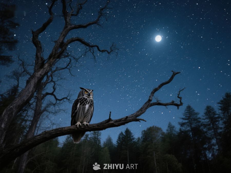 夜空下的猫头鹰 351