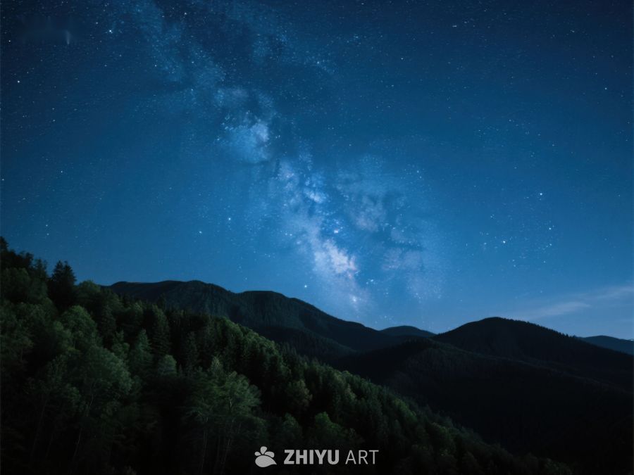 夜空银河下的山林美景 432
