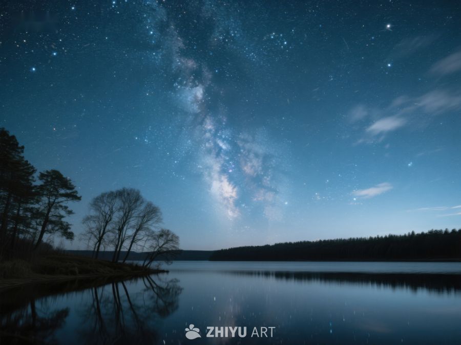 夜空银河映湖面 439