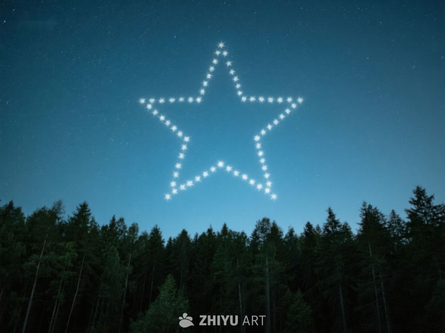 夜空中的星光五角星 458