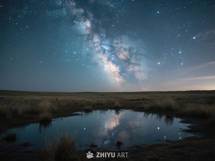 银河倒映池塘，夜空璀璨 521