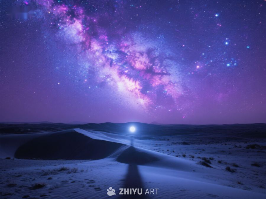 沙漠夜空下的银河与灯光 109