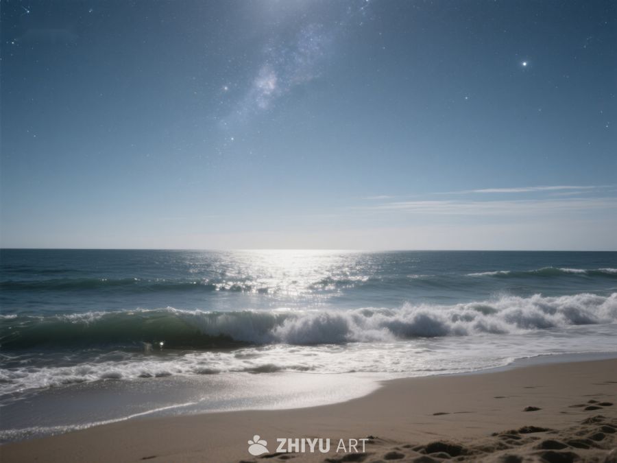 星光下的海浪与沙滩 128