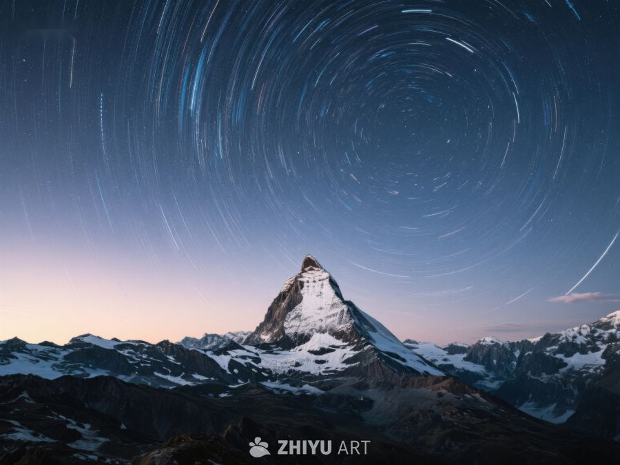 星轨环绕的雪山之巅 132