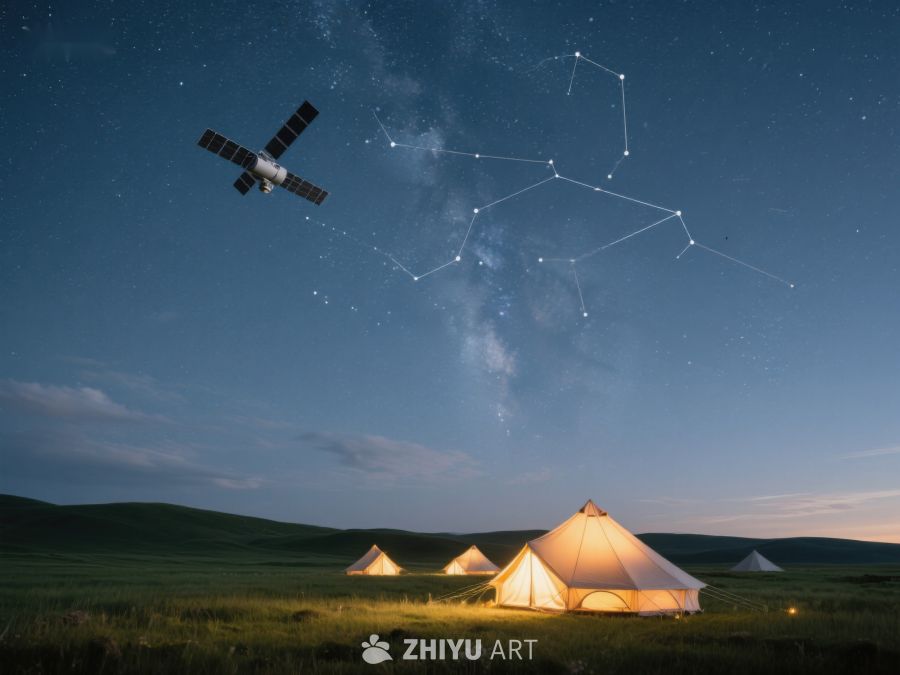 星空下的帐篷与卫星 211