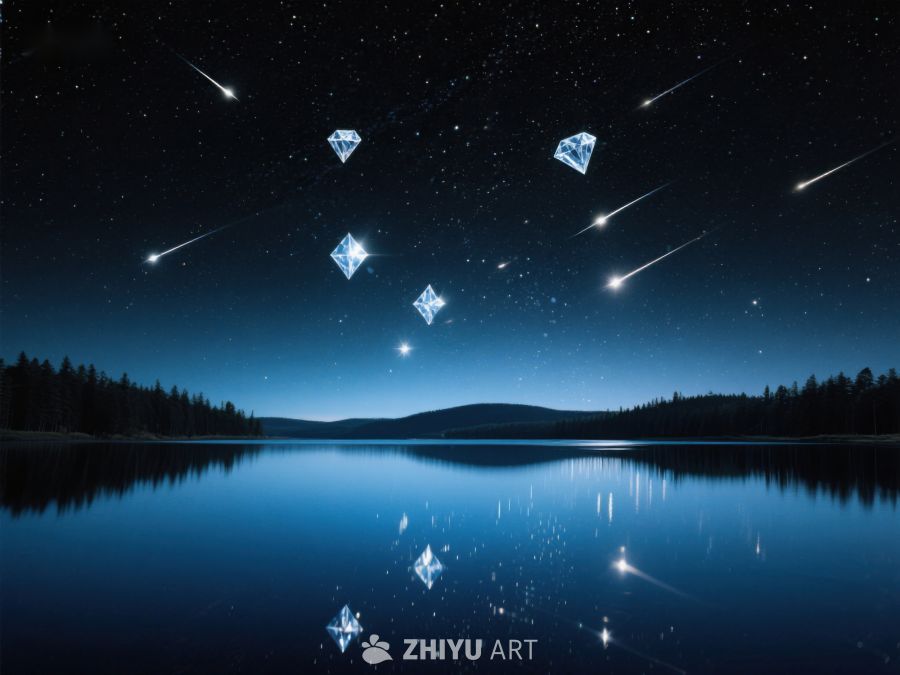 夜空流星与湖面倒影 257