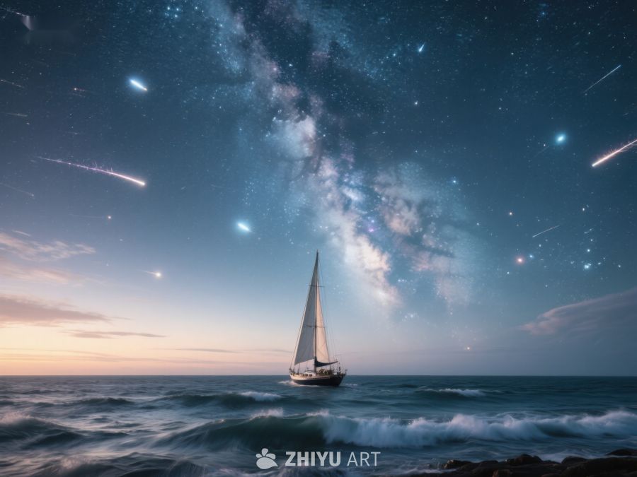 夜空下的帆船航行 279