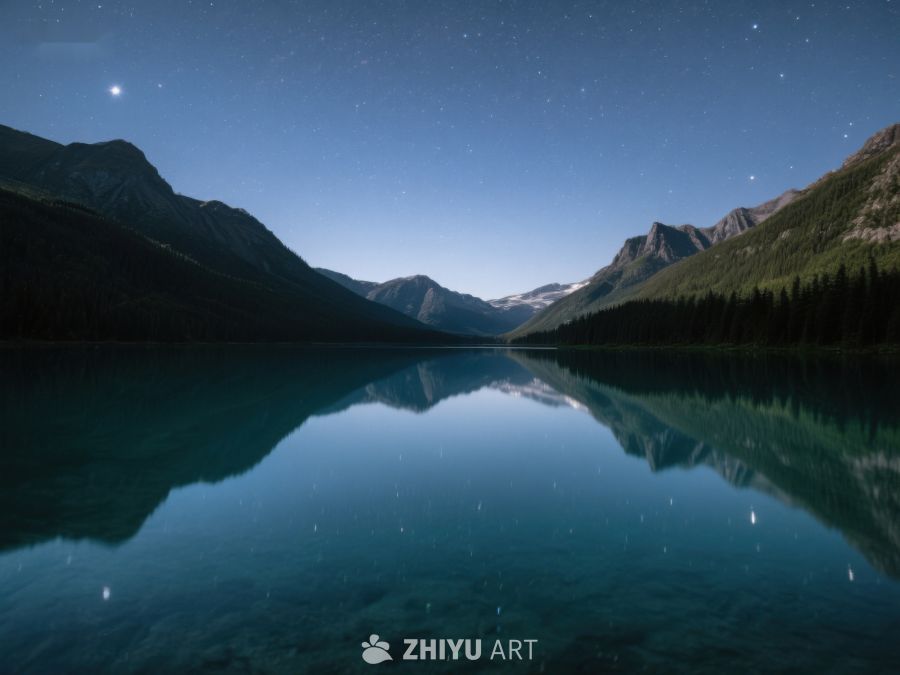夜空下的湖面倒影 301