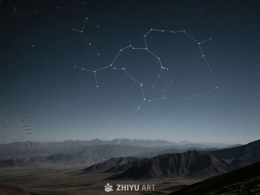 夜空星座与山脉景观 358