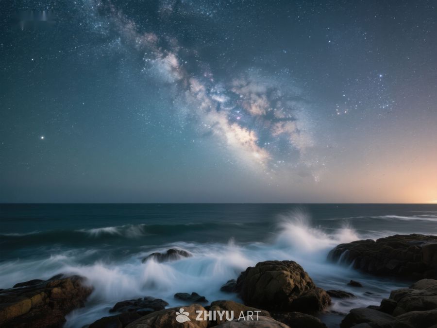 银河映照海岸夜景 476