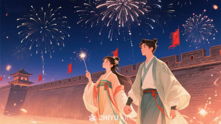 古装情侣夜赏烟花 25