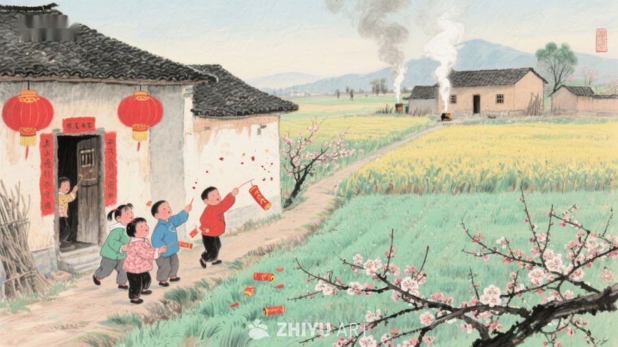 乡村孩童欢庆春节 123