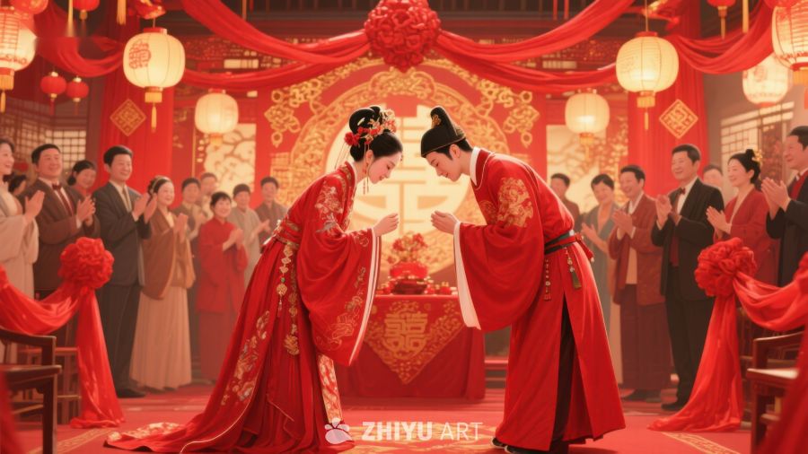 传统婚礼仪式，新人行礼 50