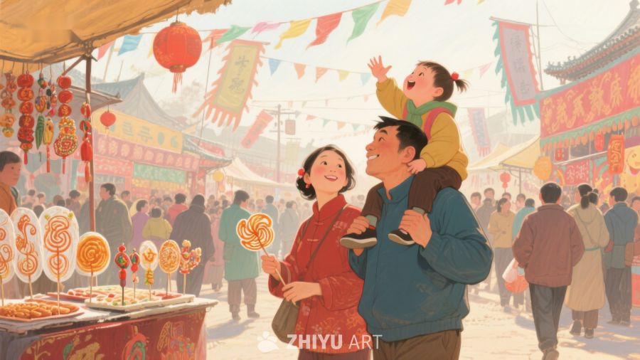 春节集市上的幸福一家 95