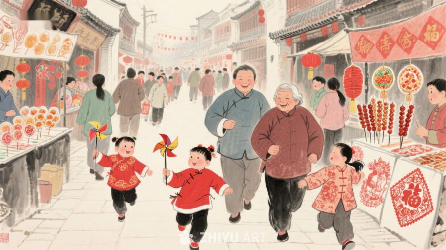 春节街头，祖孙同乐 110