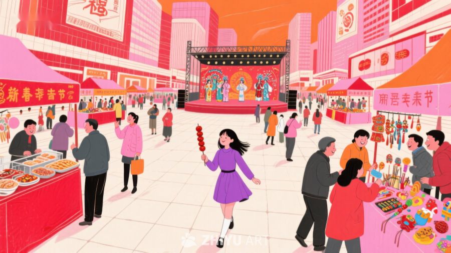 热闹春节集市，欢庆氛围浓厚 754