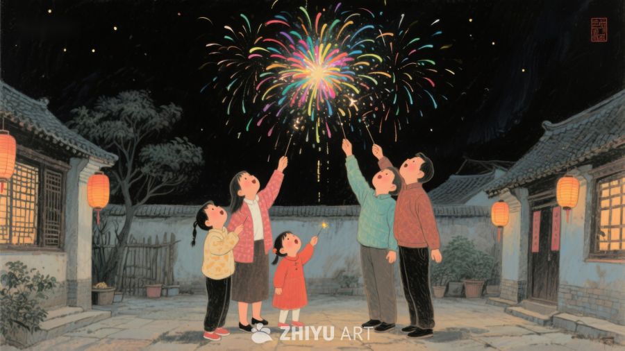 夜空下的烟花与欢聚 1203