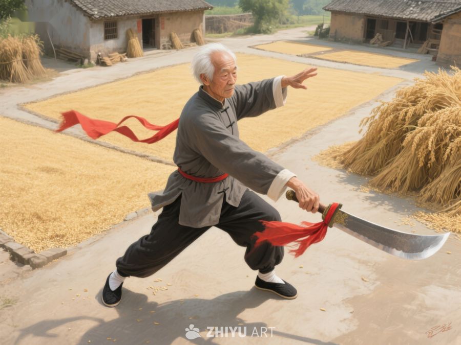 老人户外练习传统武术 403