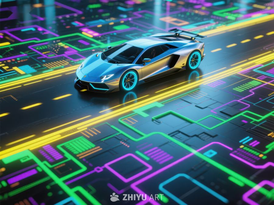 未来科技赛车在电路赛道上疾驰 380
