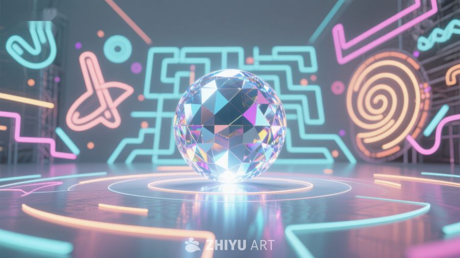 霓虹灯下的水晶球 329