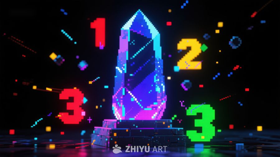 像素风格水晶与数字的未来艺术 784