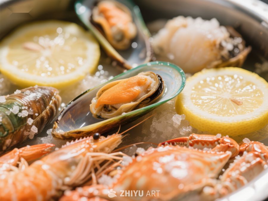 海鲜拼盘：柠檬点缀的美味 131