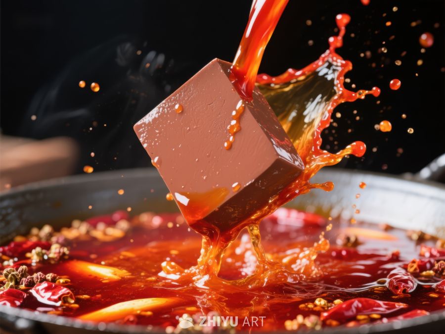 火锅底料倒入热锅瞬间 171