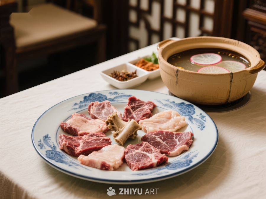火锅食材与汤底的精致摆盘 194