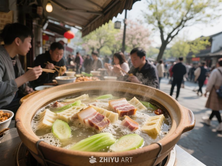 街头热气腾腾的火锅美食 252