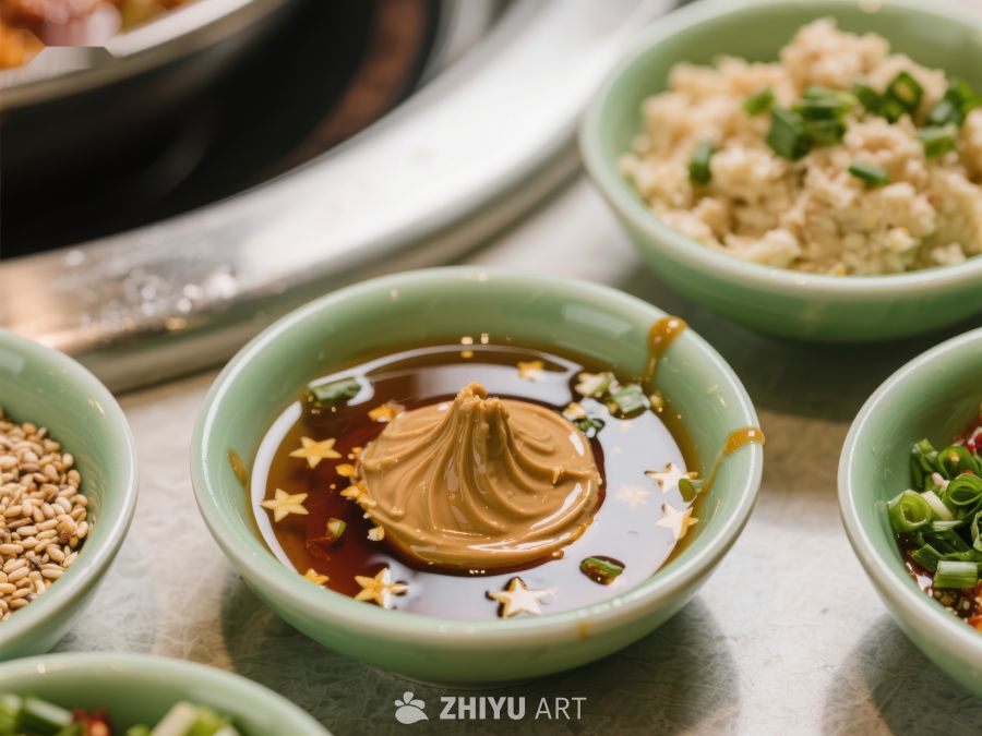精致餐桌上的酱料与配菜 273