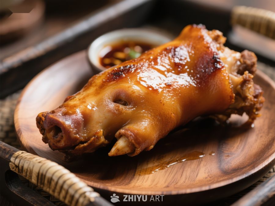 烤制猪蹄，色泽金黄诱人 329
