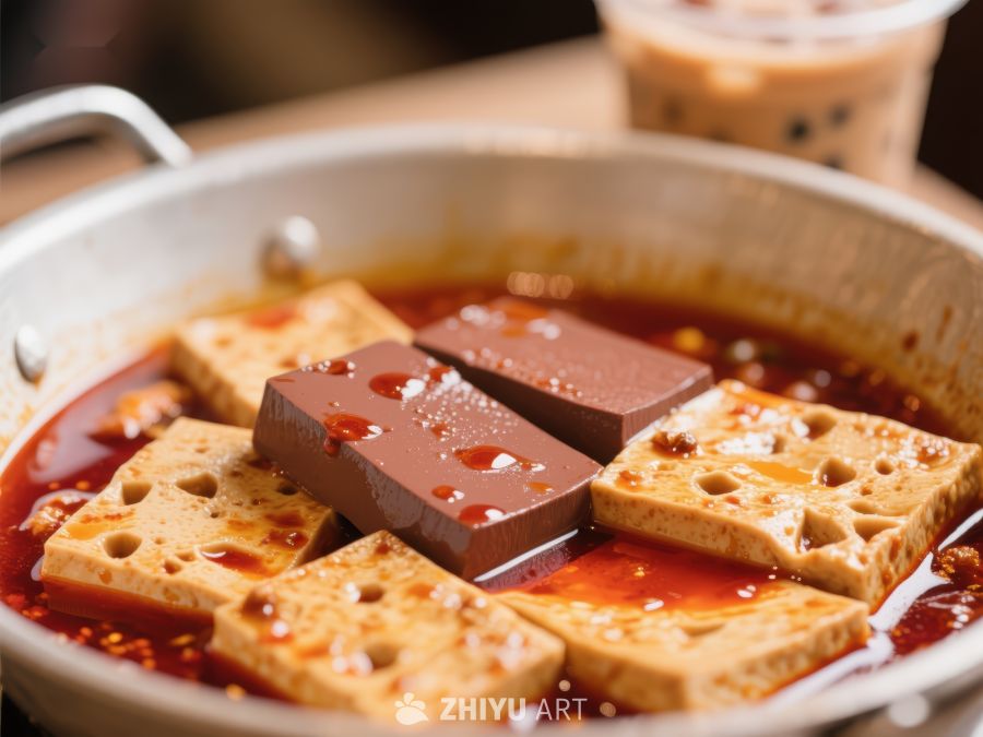 麻辣火锅中的特色豆腐块 397