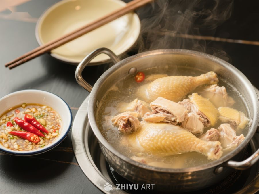 热气腾腾的鸡肉火锅 555