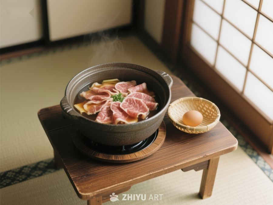 日式火锅与鸡蛋的温馨餐桌 650