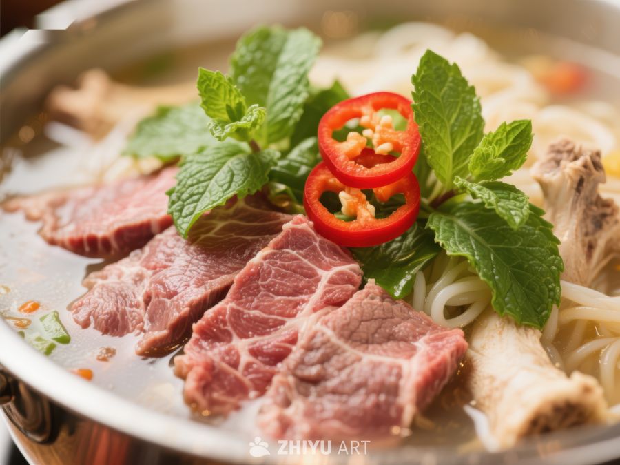 鲜美牛肉汤配薄荷与红椒 773