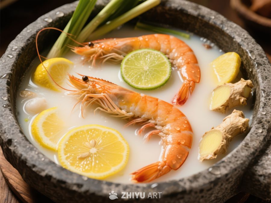 鲜虾柠檬汤，石锅盛装 776