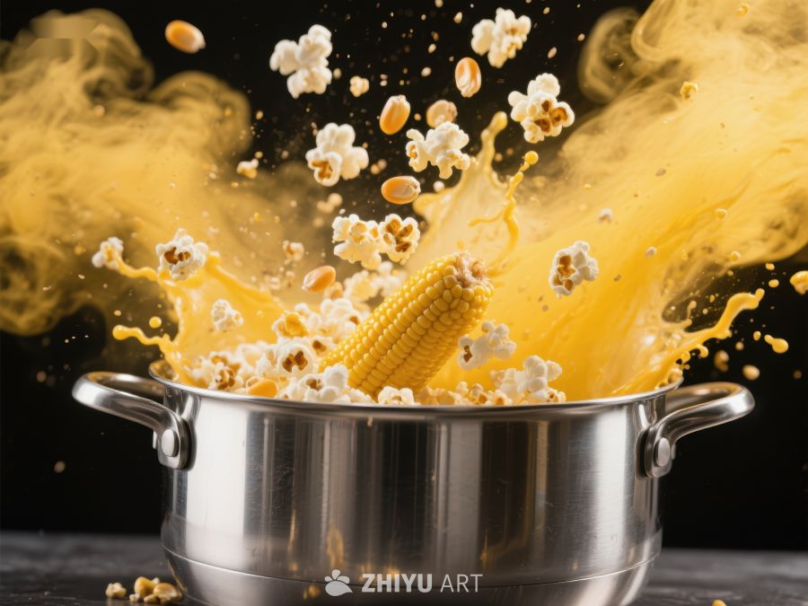 爆米花与玉米棒在锅中迸发瞬间 7