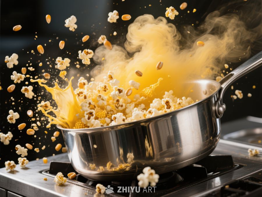 锅中爆米花瞬间爆炸 266