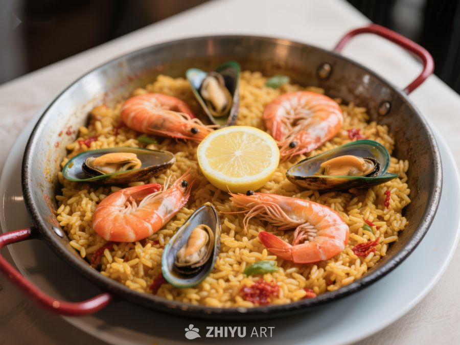 海鲜饭配柠檬与虾仁 276