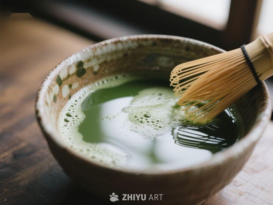 抹茶搅拌，传统茶道艺术 700