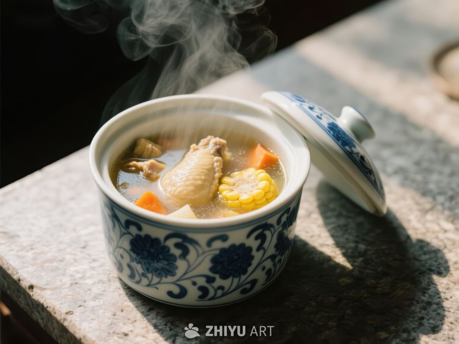 热气腾腾的中式鸡汤 945