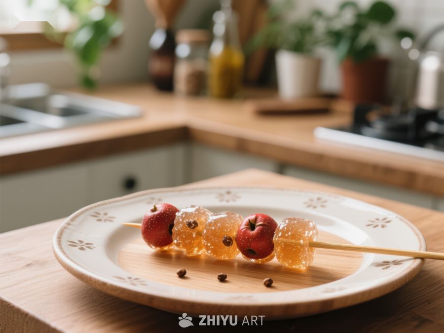 水果糖葫芦置于木质托盘 1099
