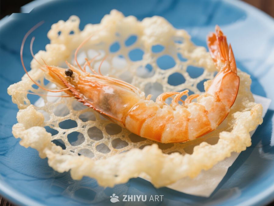 虾仁配脆饼，精致美食呈现 1213
